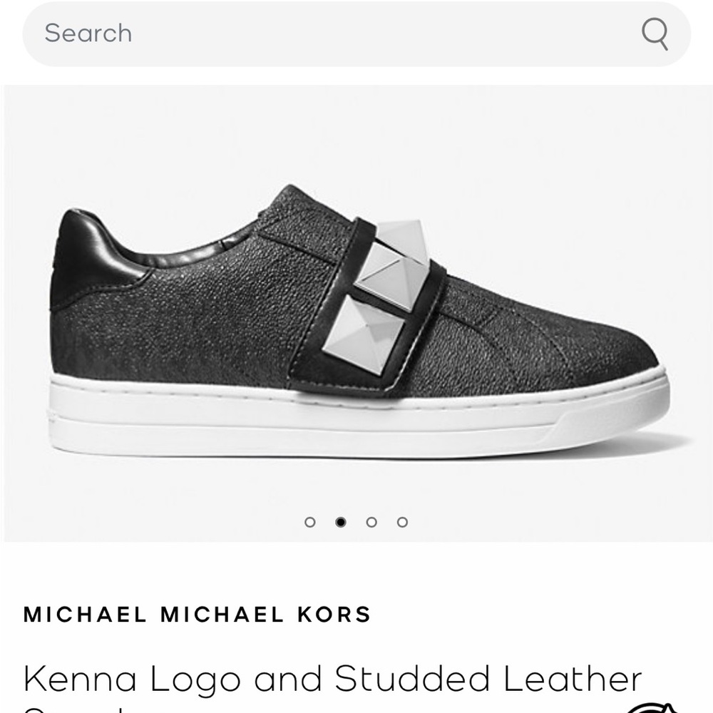 MICHAEL Michael Kors Black Leather Studded Sneakers
